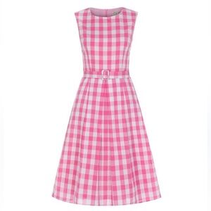 [US L]Lindy Bop Pink and White Colette' Pink Gingham 60's Jackie O Dress
